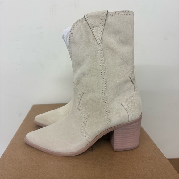 KAANAS Porto Pointed Toe Western Boot Suede Size 5 Stone - Picture 3 of 5